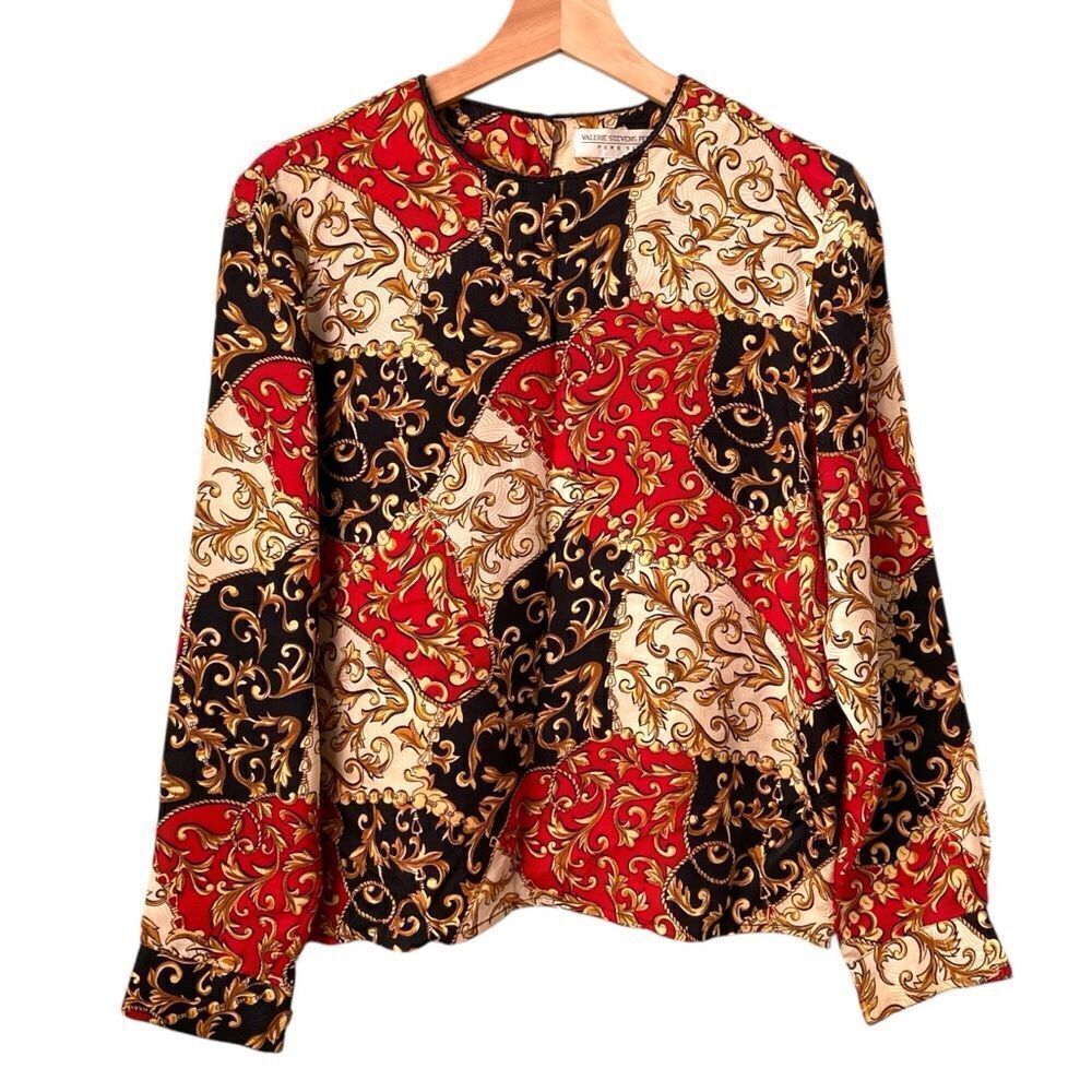 Vintage Valerie Stevens Petites Pure Silk 100% Silk Long Sleeve Blouse in Size 6